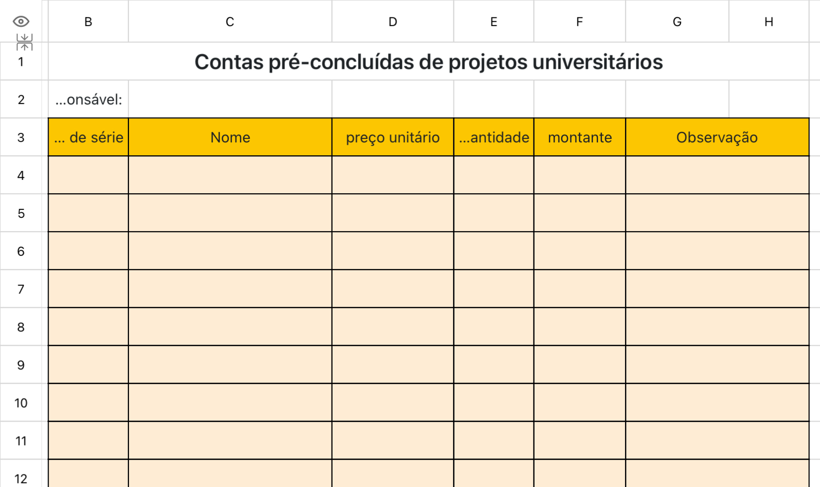 Contas pré-concluídas de projetos universitários 1